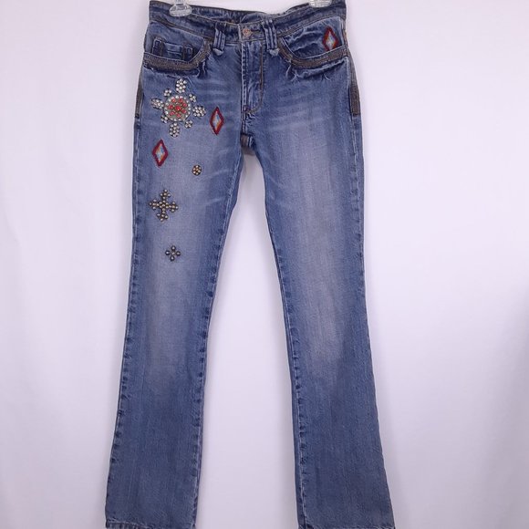 Western Denim Bank Denim - Western Denim Bank Jeans Embroidered 100% Cotton Size 27